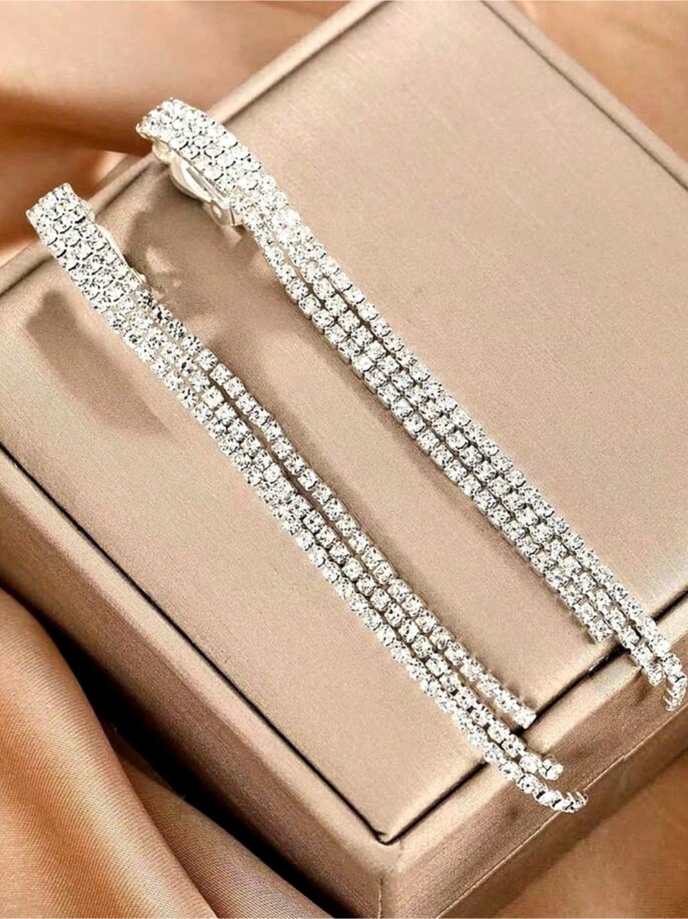 Crystal Drop Earrings in Silver Like New